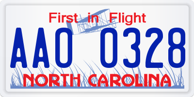 NC license plate AAO0328