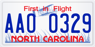 NC license plate AAO0329
