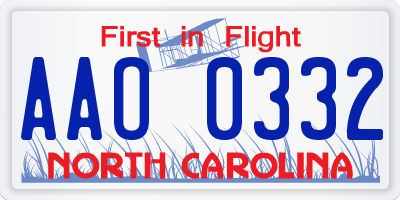NC license plate AAO0332