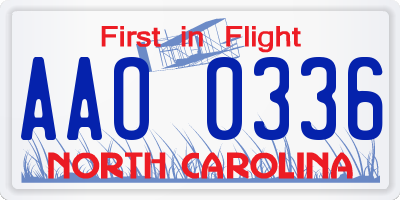 NC license plate AAO0336