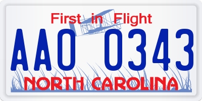 NC license plate AAO0343