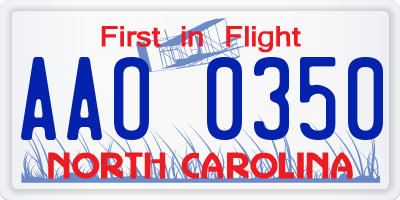 NC license plate AAO0350