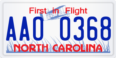 NC license plate AAO0368