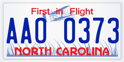 NC license plate AAO0373