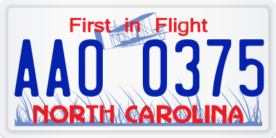 NC license plate AAO0375