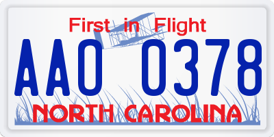 NC license plate AAO0378