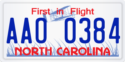 NC license plate AAO0384