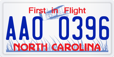 NC license plate AAO0396