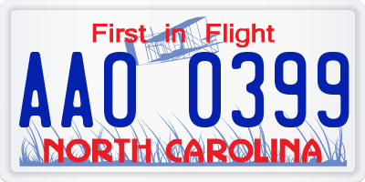 NC license plate AAO0399