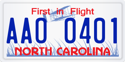 NC license plate AAO0401