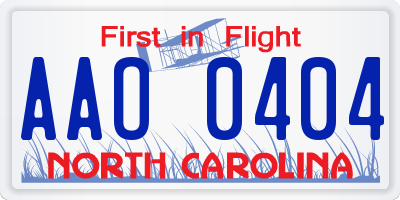 NC license plate AAO0404