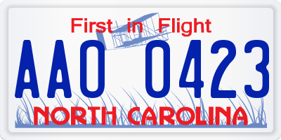 NC license plate AAO0423