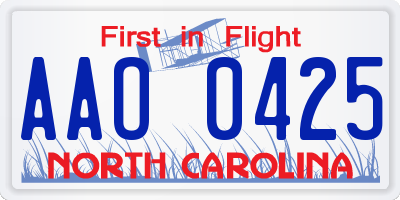NC license plate AAO0425