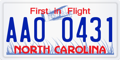 NC license plate AAO0431