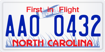 NC license plate AAO0432