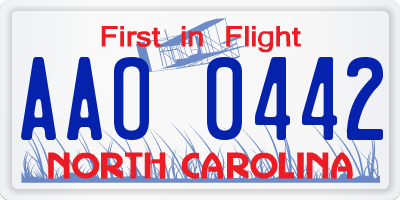 NC license plate AAO0442