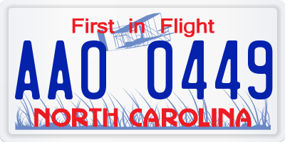 NC license plate AAO0449