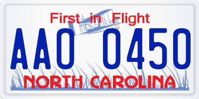 NC license plate AAO0450