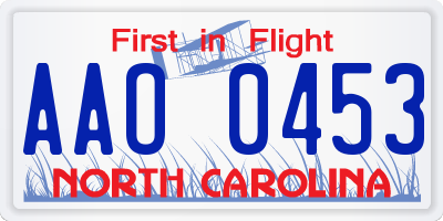 NC license plate AAO0453