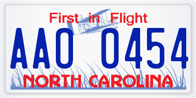 NC license plate AAO0454