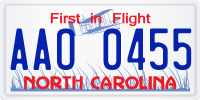 NC license plate AAO0455