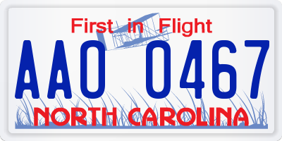 NC license plate AAO0467