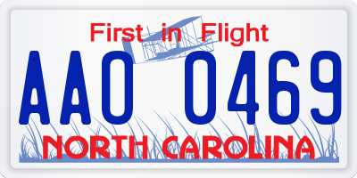 NC license plate AAO0469