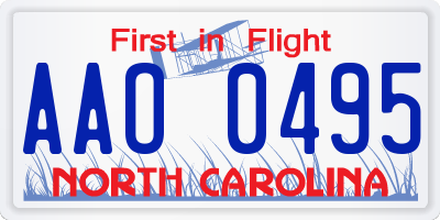 NC license plate AAO0495