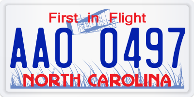 NC license plate AAO0497