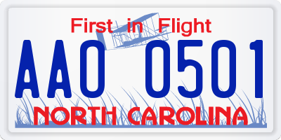 NC license plate AAO0501