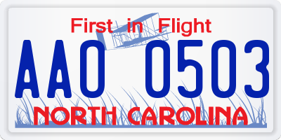 NC license plate AAO0503