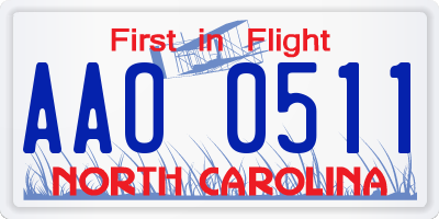 NC license plate AAO0511