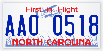 NC license plate AAO0518