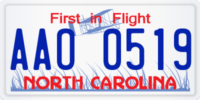 NC license plate AAO0519