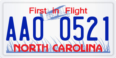 NC license plate AAO0521