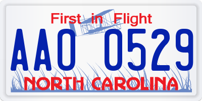 NC license plate AAO0529