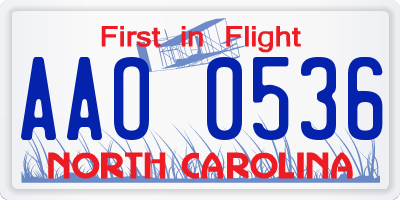 NC license plate AAO0536
