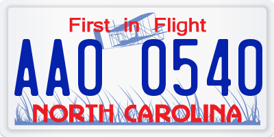 NC license plate AAO0540