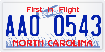 NC license plate AAO0543