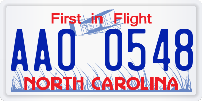 NC license plate AAO0548