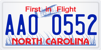 NC license plate AAO0552