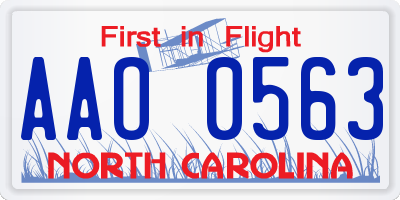 NC license plate AAO0563