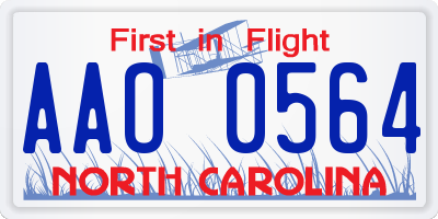 NC license plate AAO0564