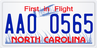 NC license plate AAO0565
