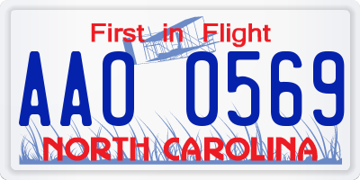 NC license plate AAO0569