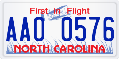 NC license plate AAO0576