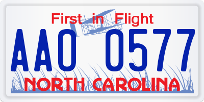 NC license plate AAO0577