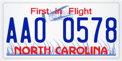 NC license plate AAO0578