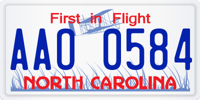 NC license plate AAO0584