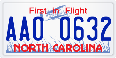 NC license plate AAO0632